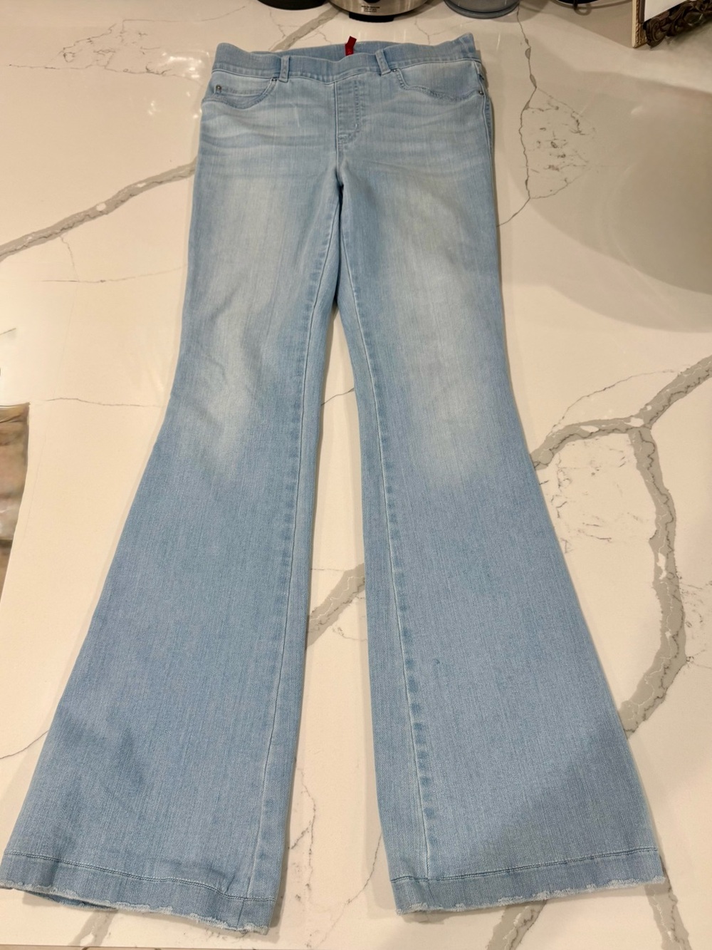 SPANX Light Blue Flare Jeans for Women size medium- very flattering!
